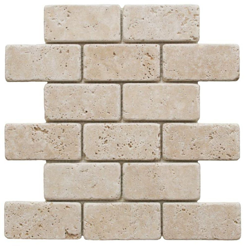 Tile Mosaic Depot 2 X 4 Travertine Brick Joint Mosaic Wall