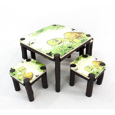 Turtle 3 Piece Square Table And Stool Set Happy Child Furniture