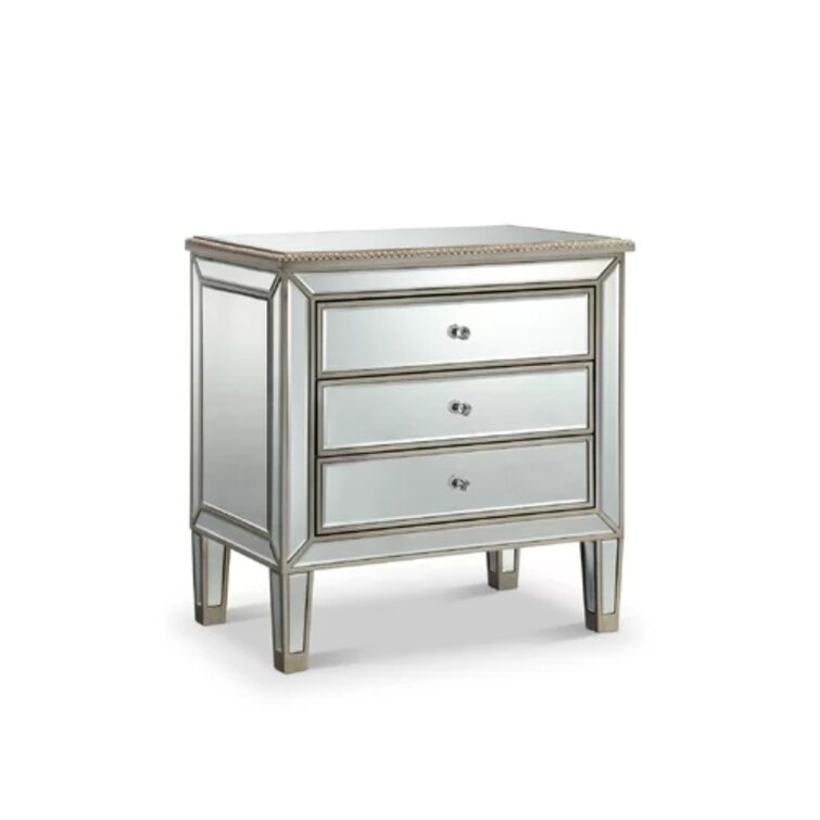 mirrored antique bedside tables