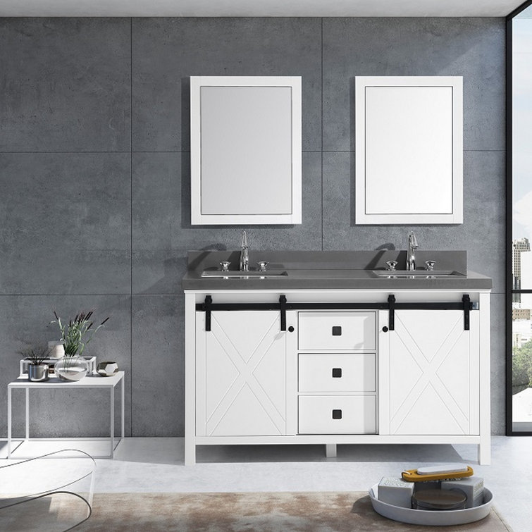 Gracie Oaks Schmitt 60" Double Bathroom Vanity Set with Mirror Wayfair