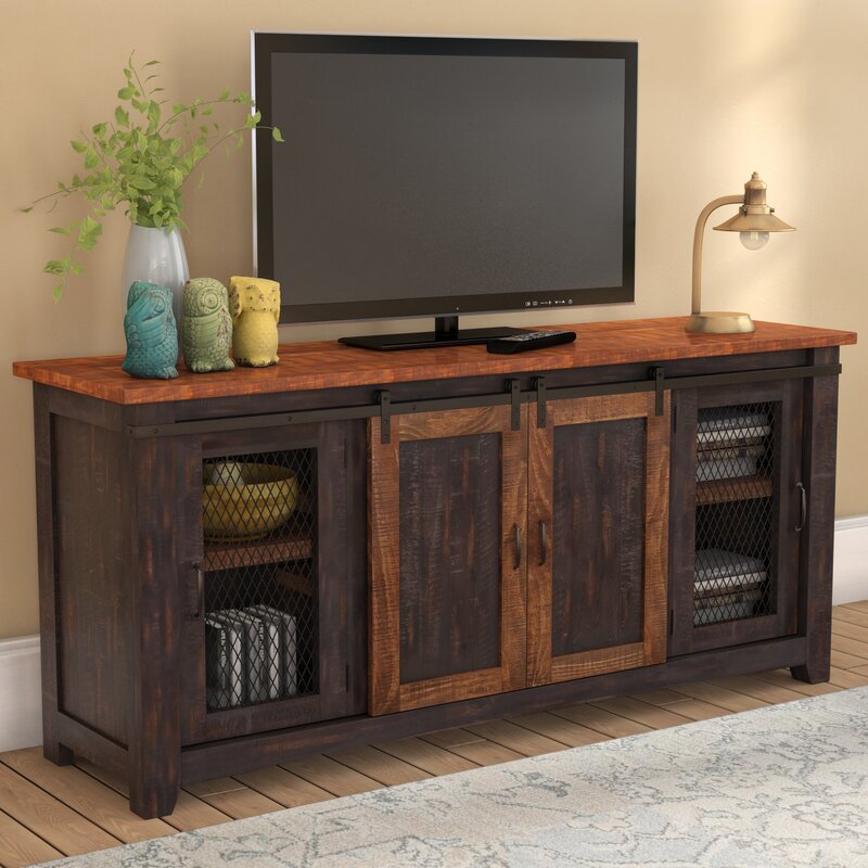 Gracie Oaks Belen Solid Wood TV Stand for TVs up to 70 ...