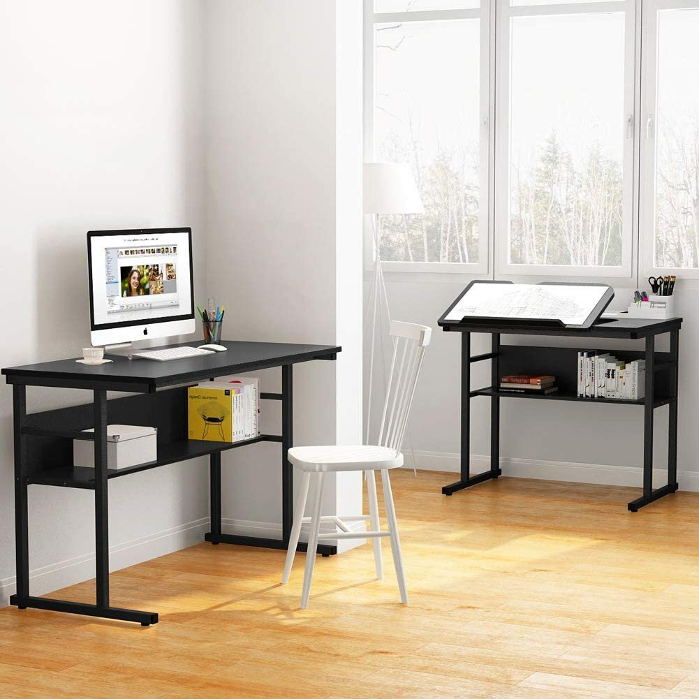 Maple 48 x 24 Gaming Linea Italia Gamind Large Easy to Assemble Metal Desk with Wood Top Computer Table for Home or Office
