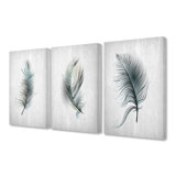3 Piece Feather Wall Art Wayfair