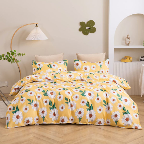 Yellow King Bedding Set For Pineapple Washed Cotton Super Soft Quilt Duvet 