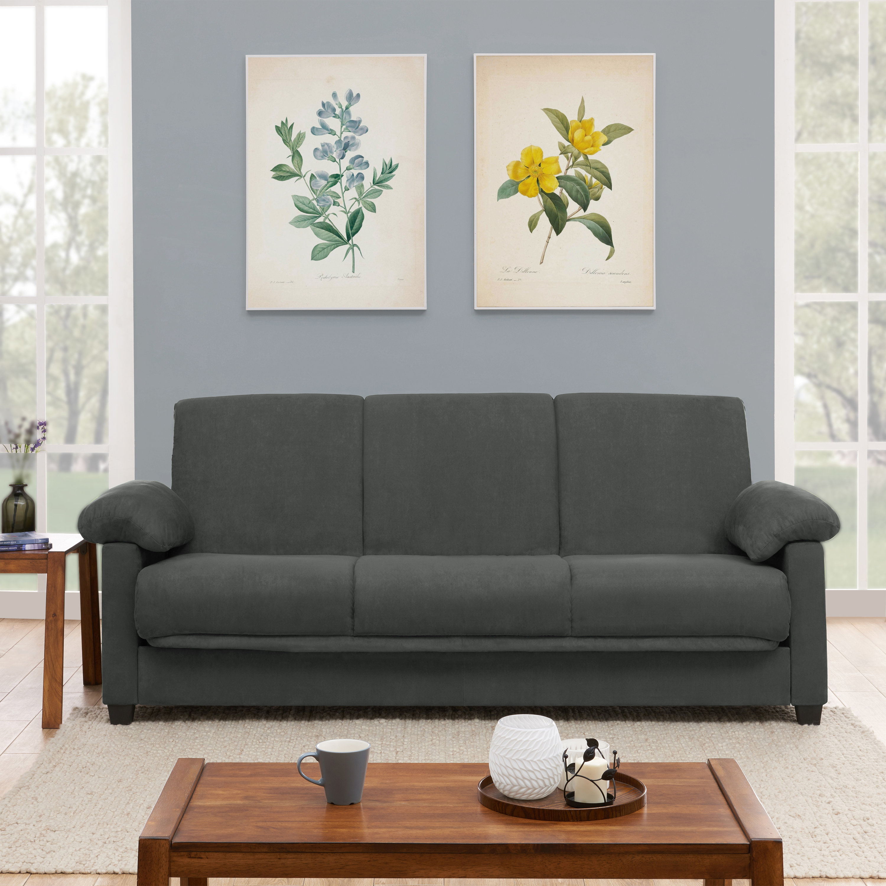 Winston Porter Morrison Convert A Couch In Grey Microfiber