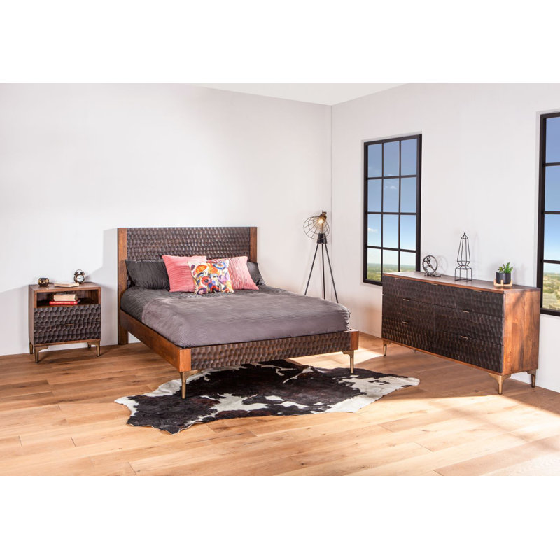World Menagerie Hertog Two Tone Mango Wood Platform Bed Wayfair