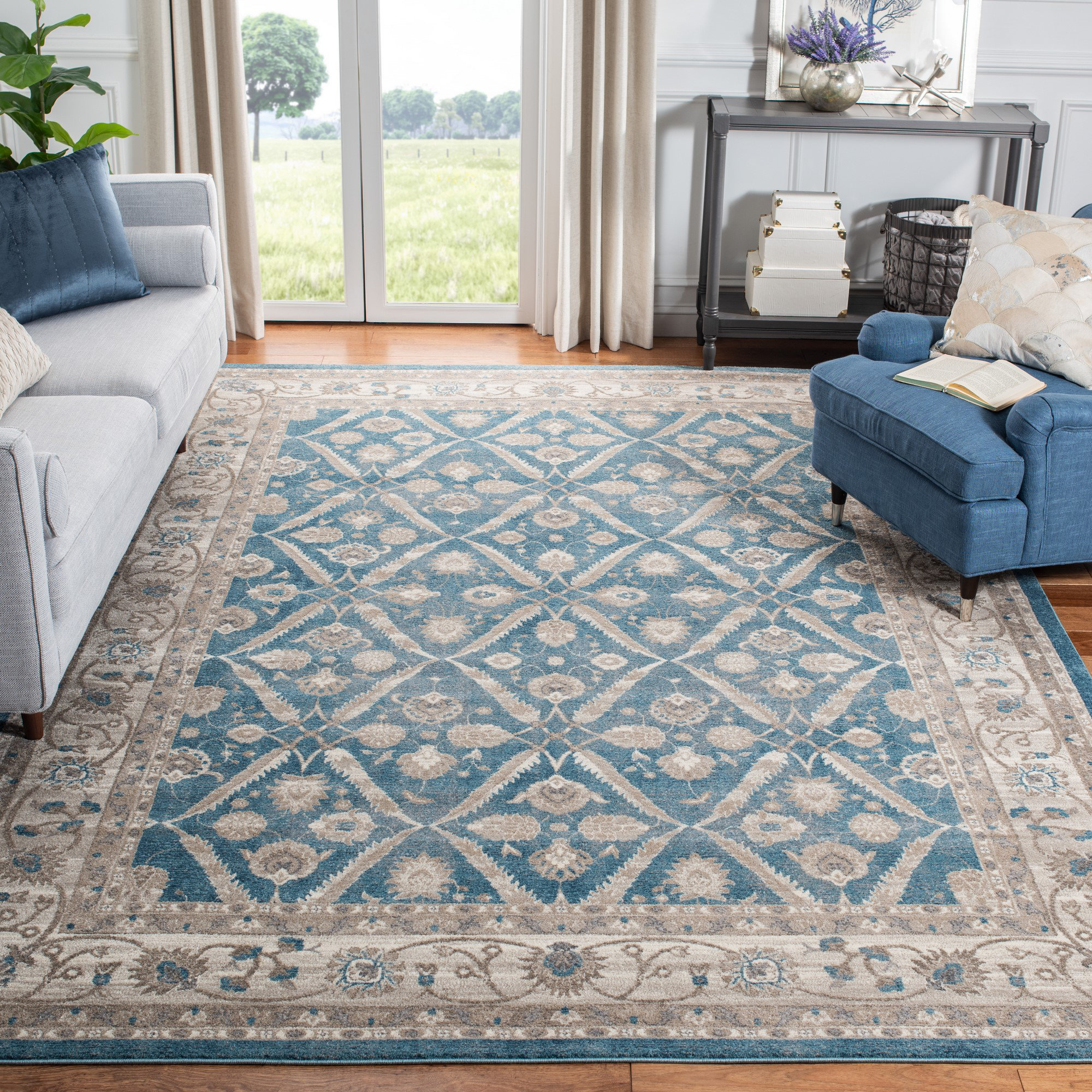 Three Posts Statham Oriental Blue Beige Area Rug Reviews Wayfair Ca