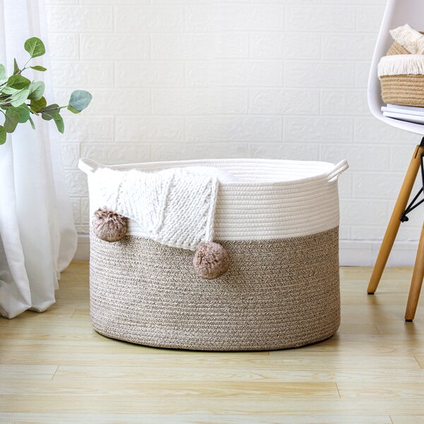Large Storage Basket for Nursery/Kids Room/Bathroom INough Baby Basket Fabric Baby Shower Storage Bin for Boys or Girls,Towels,Wipes,Diapers and Toy Organizer Gifts 16 x 12.2 x 11 Inches 