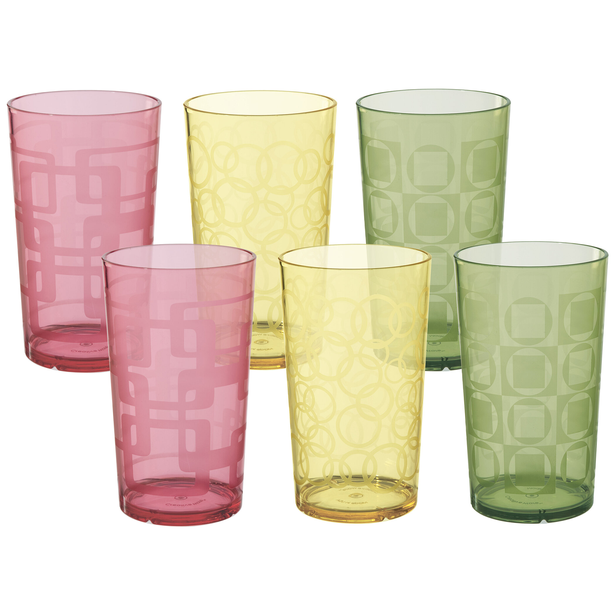 8 pc Colorful Stackable 12 oz Acrylic Plastic Drinking Glass Goblet Set Yellow 