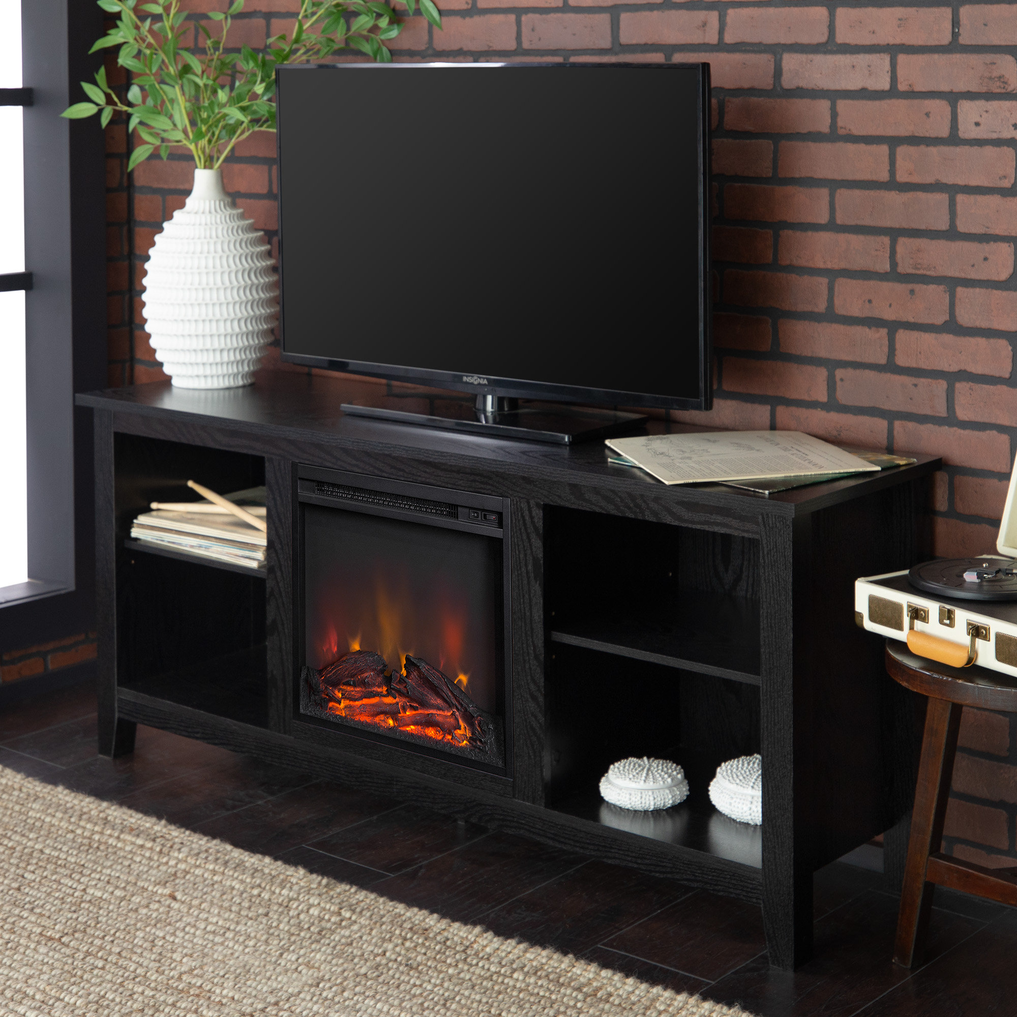 Beachcrest Home Sunbury Tv Stand For Tvs Up To 60 With Electric Fireplace Included Reviews Wayfair