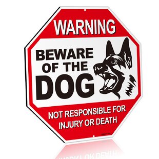 Black/Gold Fancy Beware of Dog Sign Large