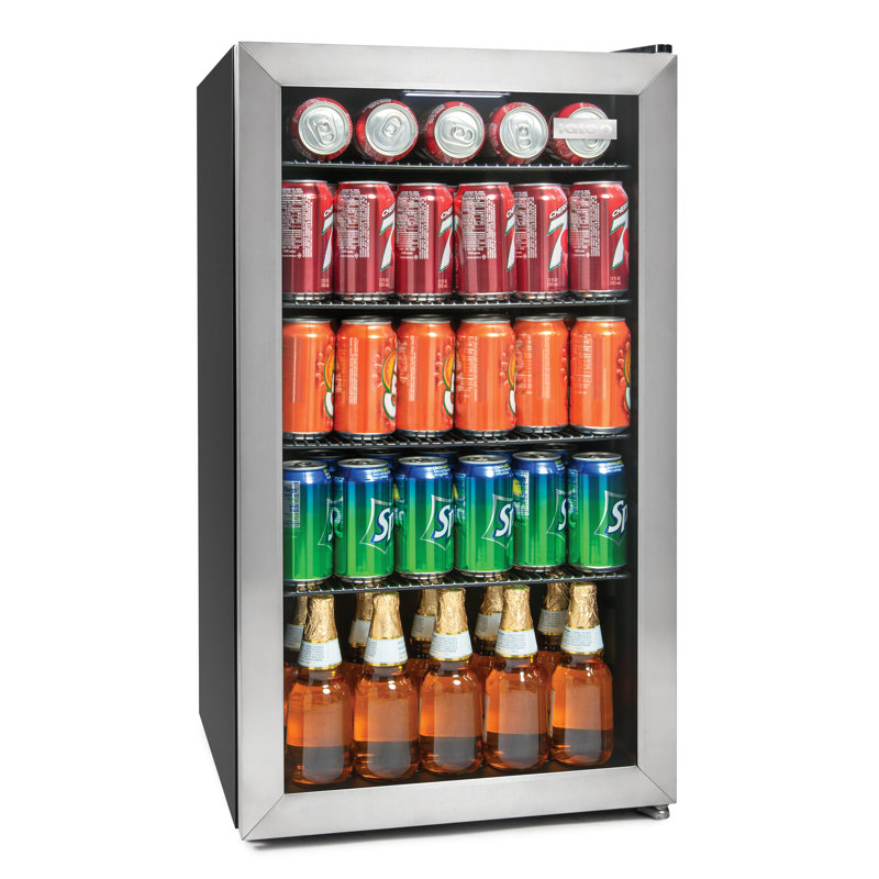 Igloo 3 5 Cu Ft 135 Can Capacity Stainless Steel Led Lighted Double Pane Glass Door Beverage Center Refrigerator And Cooler Reviews Wayfair