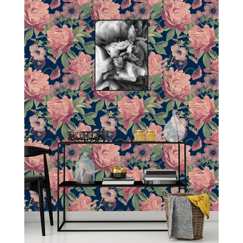 House Of Hampton Clauson Retro Peonies 50 L X 25 W Peel And