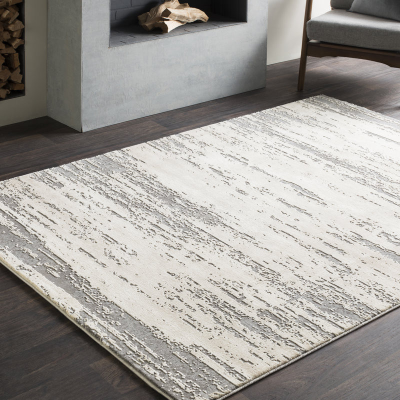 Plainville Distressed Modern Abstract Gray Cream Area Rug Plainville Distressed Modern Abstract Gray Cream Area Rug