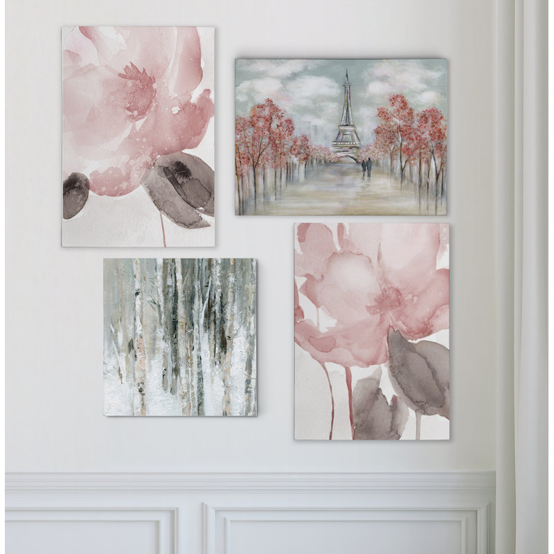 Ophelia Co Contemporary Pink 4 Piece Painting Print Set On