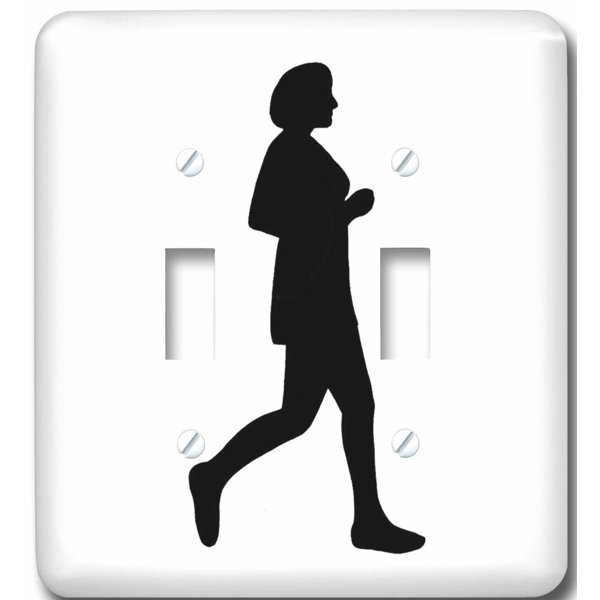 3drose Silhouette Painting Of A Woman Runner Running 2 Gang Toggle