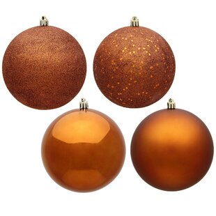 12 Pack Lime Green Copper and Gold Assorted Ball Ornament 