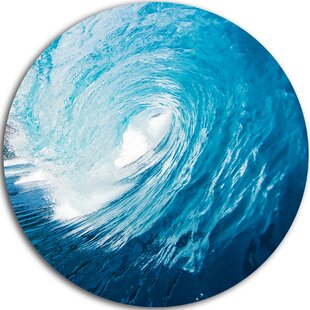 Surfing North Shore Hawaii Wave Design Reproduction Circle Aluminum Sign