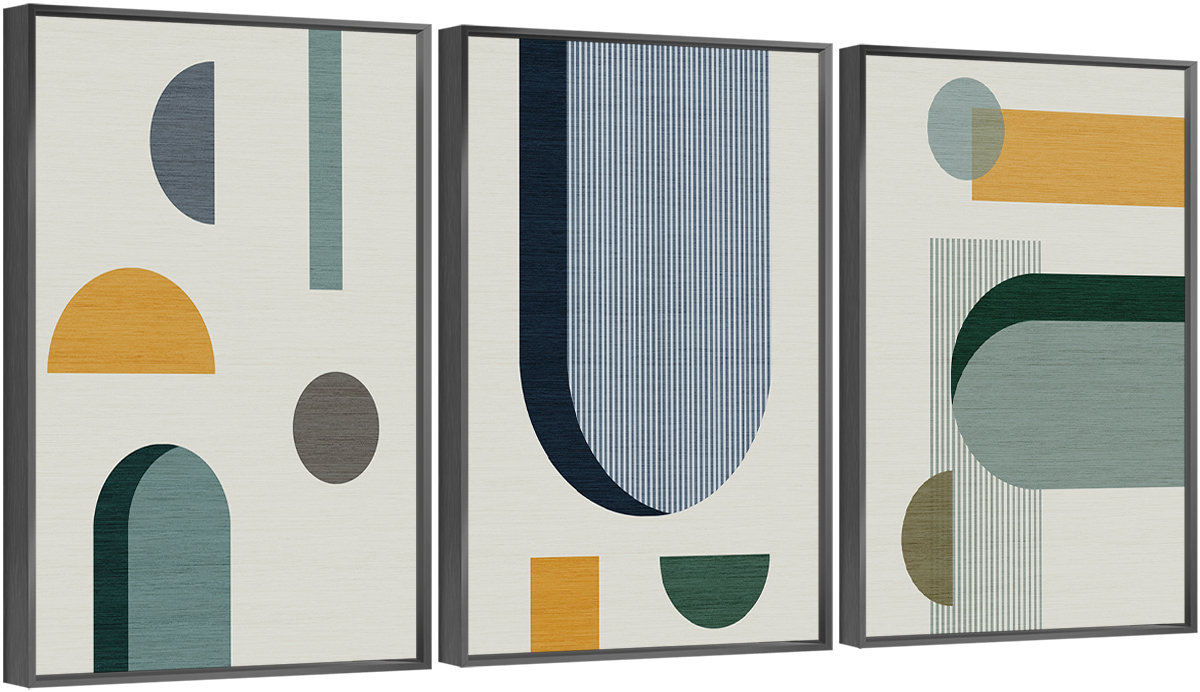 Corrigan Studio® Luxurious Aluminum Framed Wall Art 3 Piece Picture