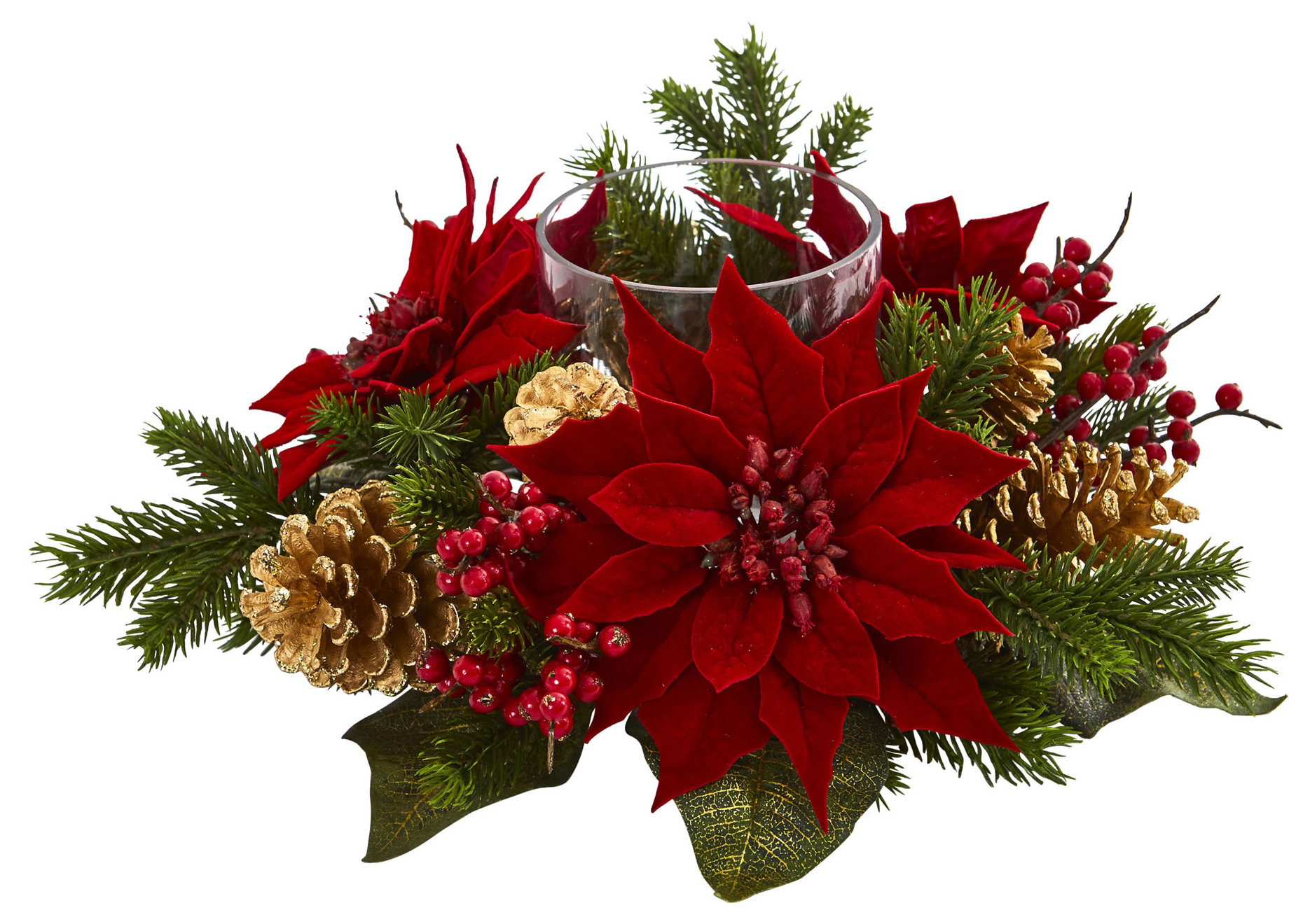 The Holiday Aisle® Artificial Poinsettia Candelabrum & Reviews Wayfair