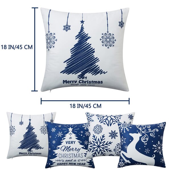 18" Merry Christmas Throw Pillow Case Sofa Waist Cushion Cover Home Decor US