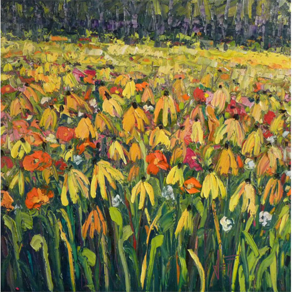 Hadleyhouseco Cone Flowers By Jeff Boutin Painting Print On Wrapped Canvas