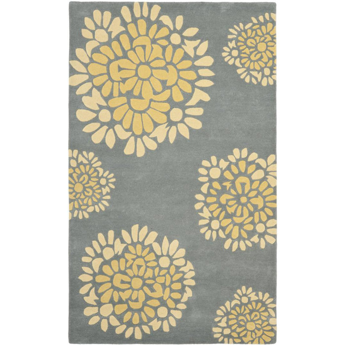 Martha Hand Tufted Cotton Gray Yellow Area Rug Martha Hand Tufted Cotton Gray Yellow Area Rug