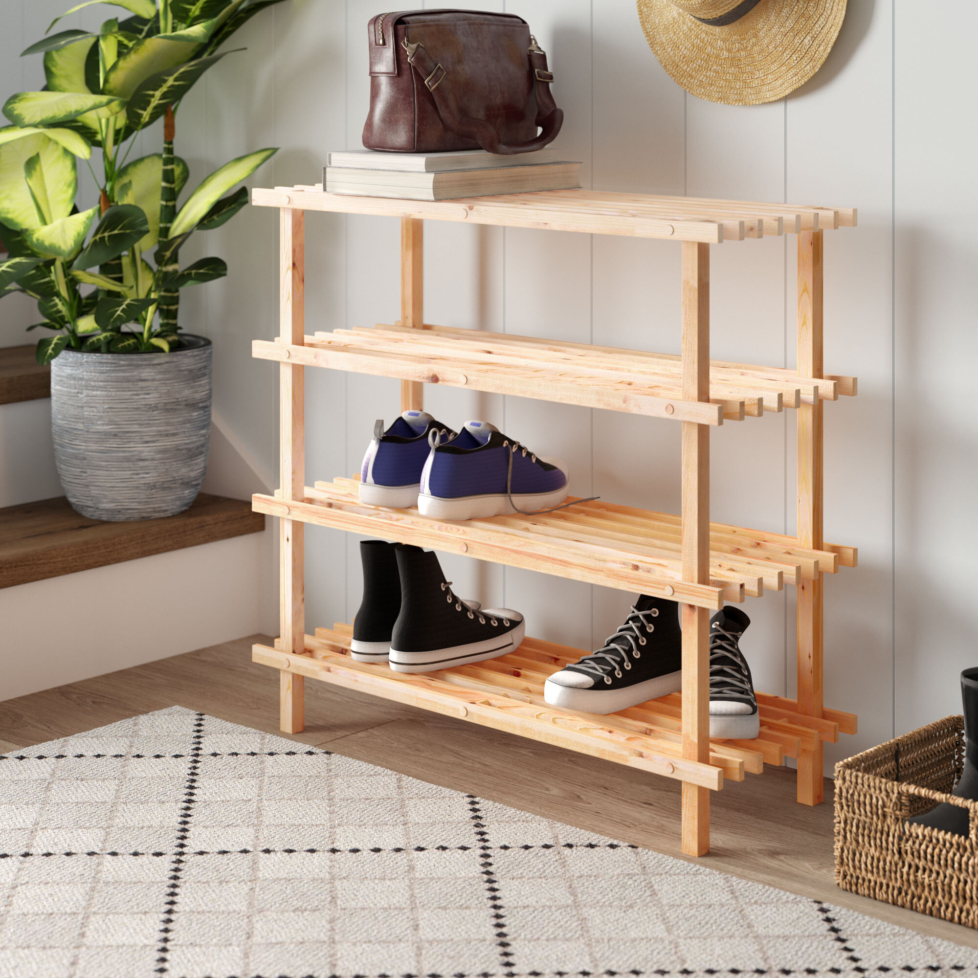 wooden shoe shelf