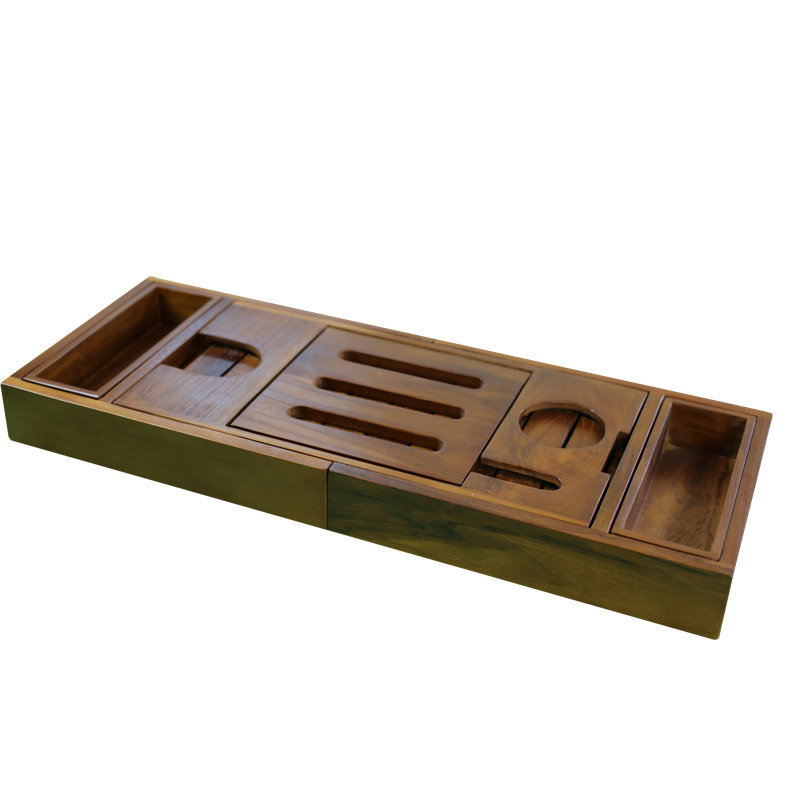 jerald wood luxury bathtub caddy tray with extendable sides and bed tray reading rack tablet holder