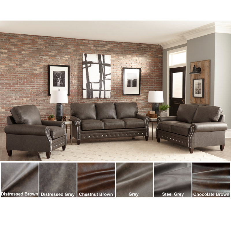 17 Stories Jacey 3 Piece Leather Sleeper Living Room Set Wayfair