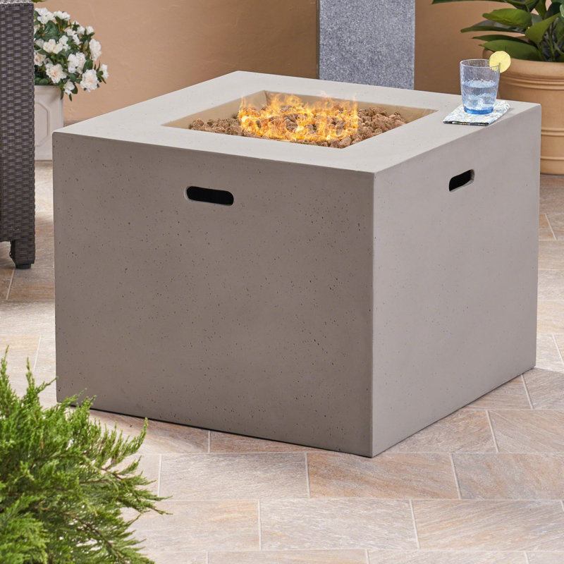 Latitude Run® Caelan Outdoor Concrete Propane Gas Fire Pit ...