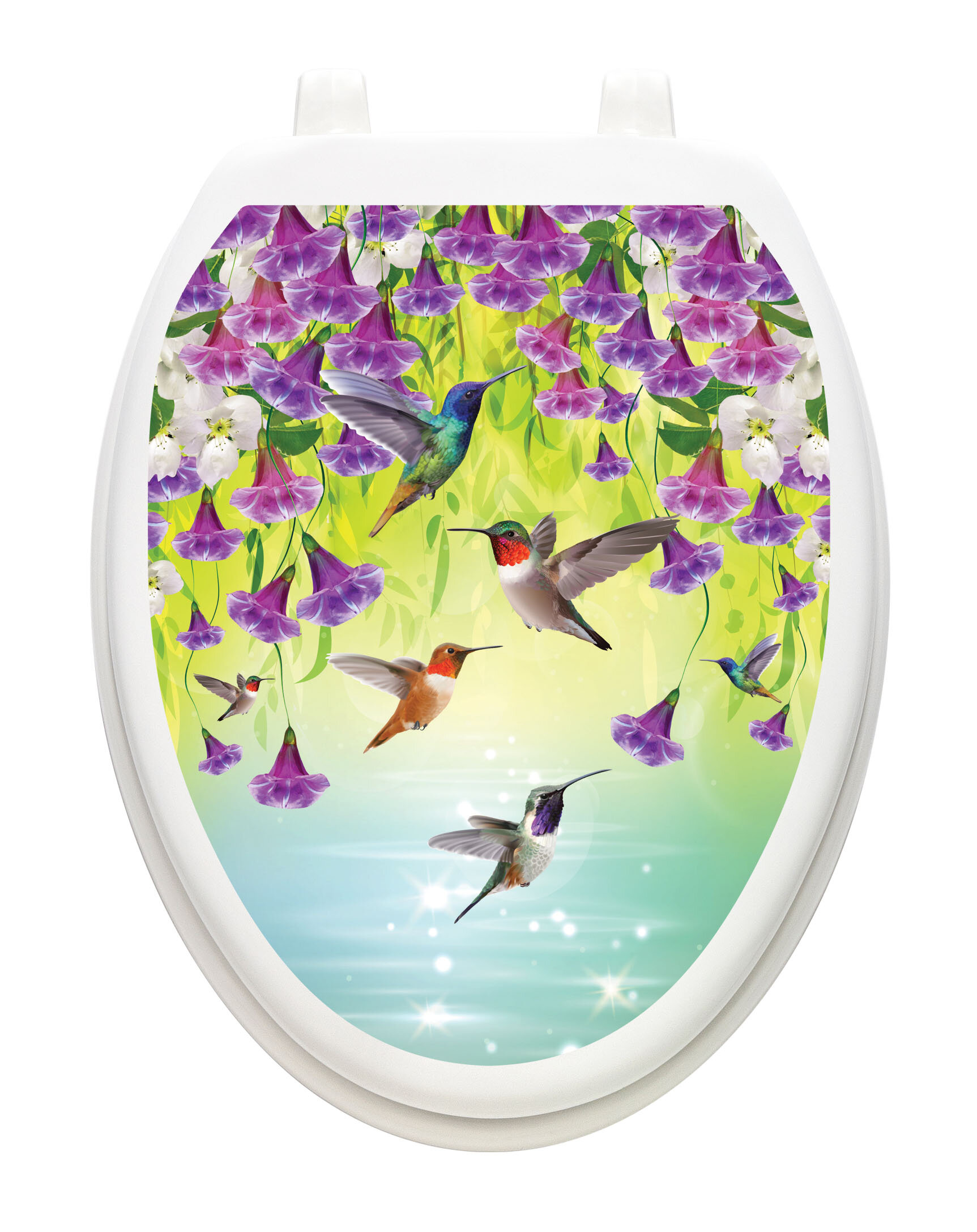 Toilet Seat Cover Decal Hummingbirds Design Toilet Tattoos Size Elongated