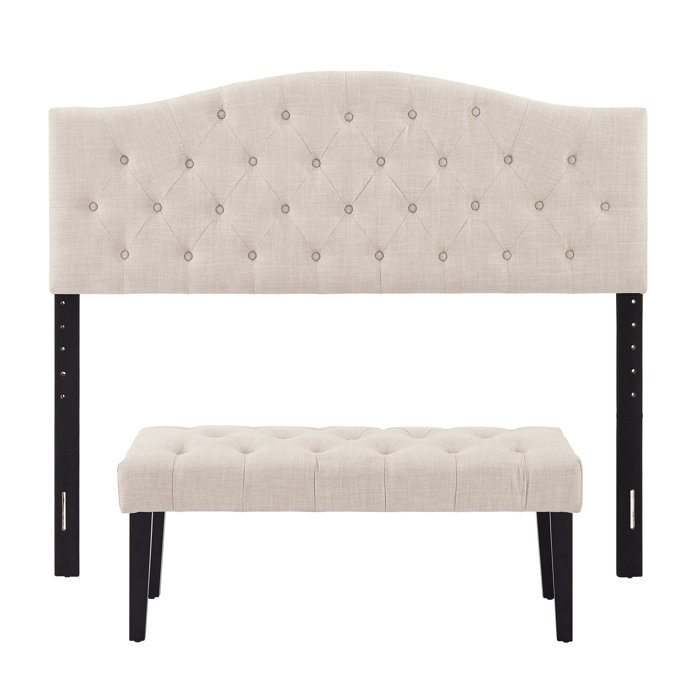 Migdalia Queen Upholstered Panel Headboard And Bench Migdalia Queen Upholstered Panel Headboard And Bench