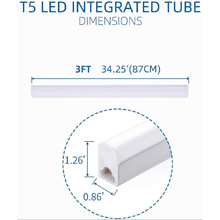 10 PACK T5 4FT Linkable LED Shop Light 6000K Daylight Fixture Utility Ceiling
