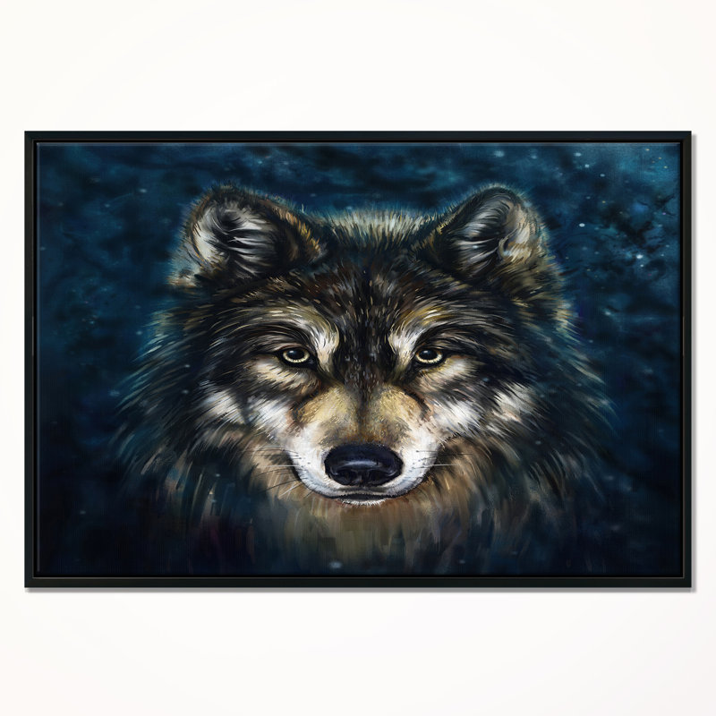 East Urban Home Smiling Wolf Framed Oil Painting Print On