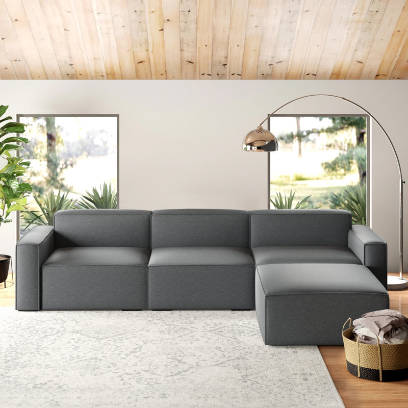 Gus Modern Mix 126 Right Hand Facing Modular Sofa Chaise With Ottoman Reviews Wayfair