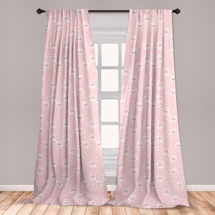 Ambesonne Owls Curtains Pink Owls And Little Birds On Floral Backdrop Girlish Pattern With Swirls Window Treatments 2 Panel Set For Living Room