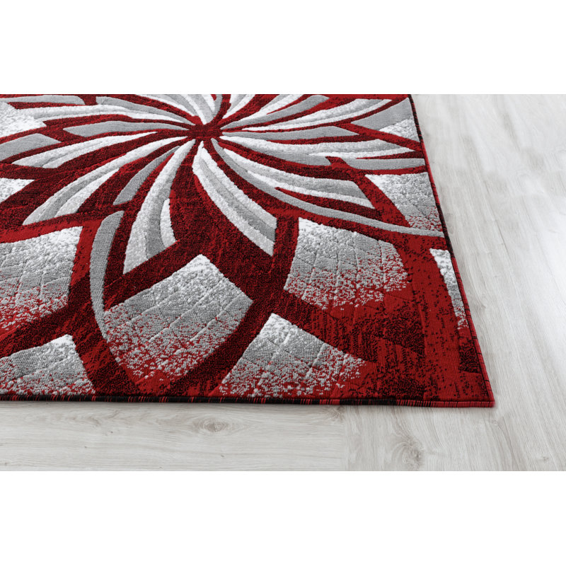 Orren Ellis Delana New Modern Red Cream Gray Area Rug Reviews New Modern Red Cream Gray Area Rug