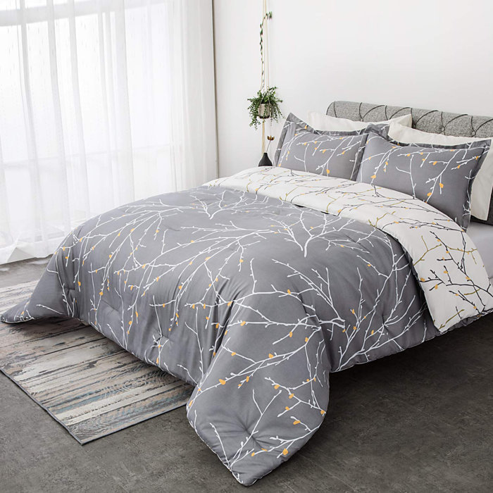 August Grove Stevensen Tree Branch Reversible Comforter Set Wayfair