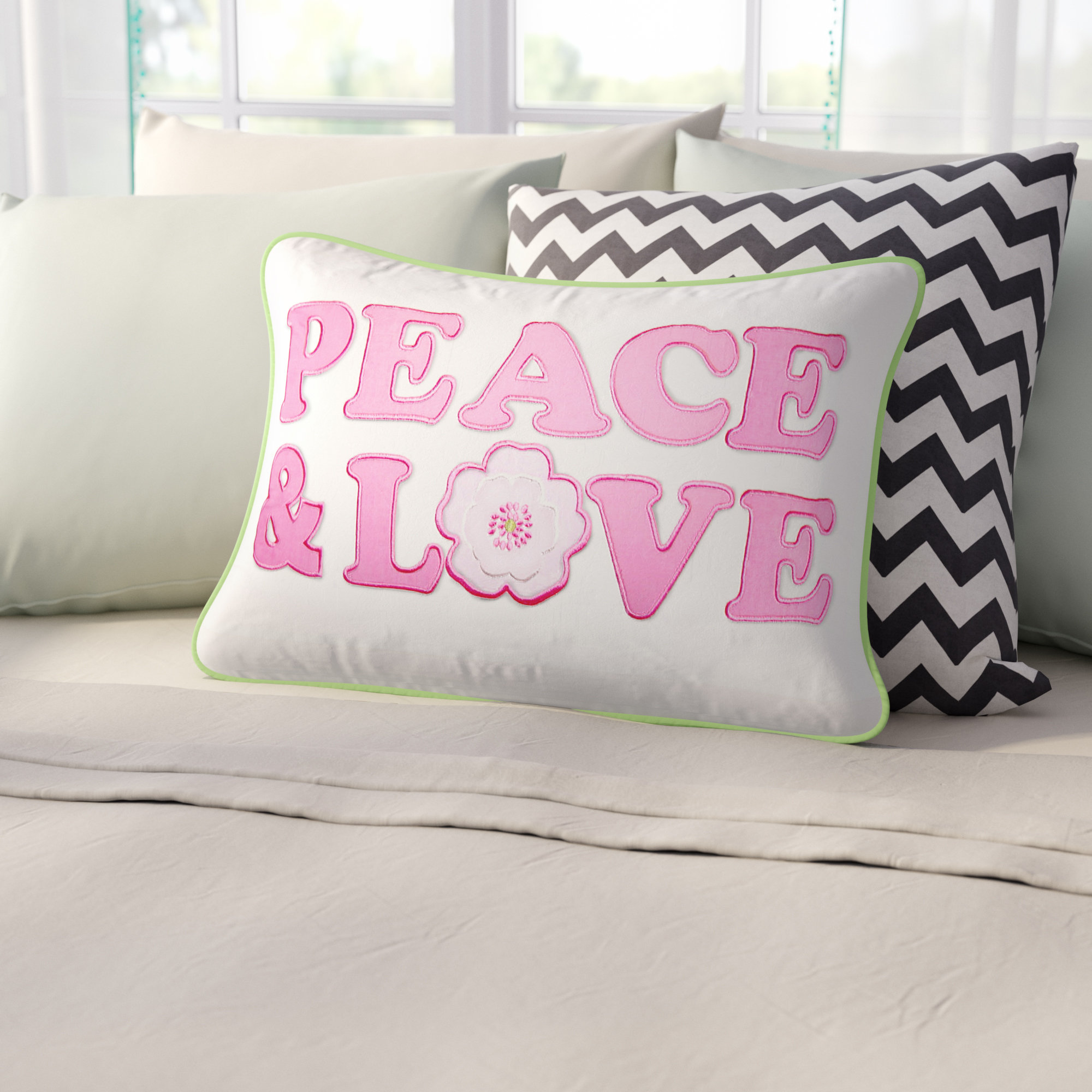 Viv Rae Greta Pastel Peace Love Decorative Cotton Lumbar