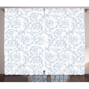 soderville floral flower orchids bohemian style vintage petals vines pattern french country style graphic print text semi sheer rod pocket curtain