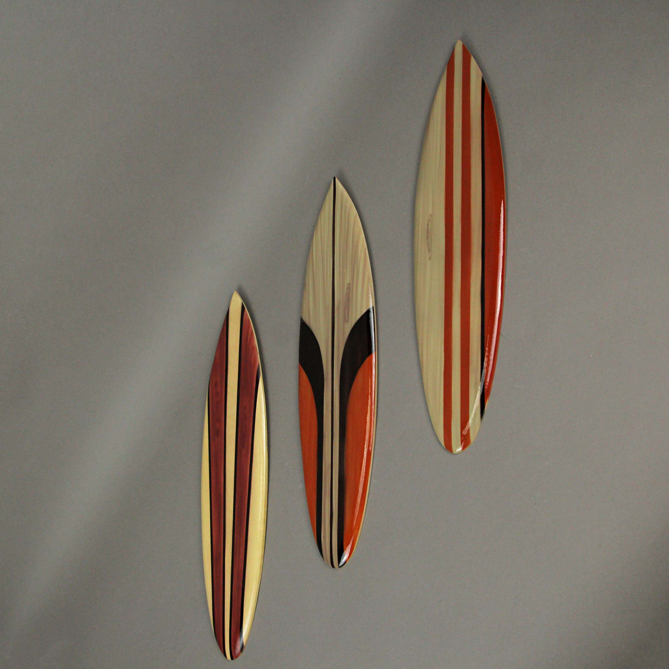Rosecliff Heights 3 Piece Hand Carved Painted Wooden Surfboard Wall Décor Set Wayfair