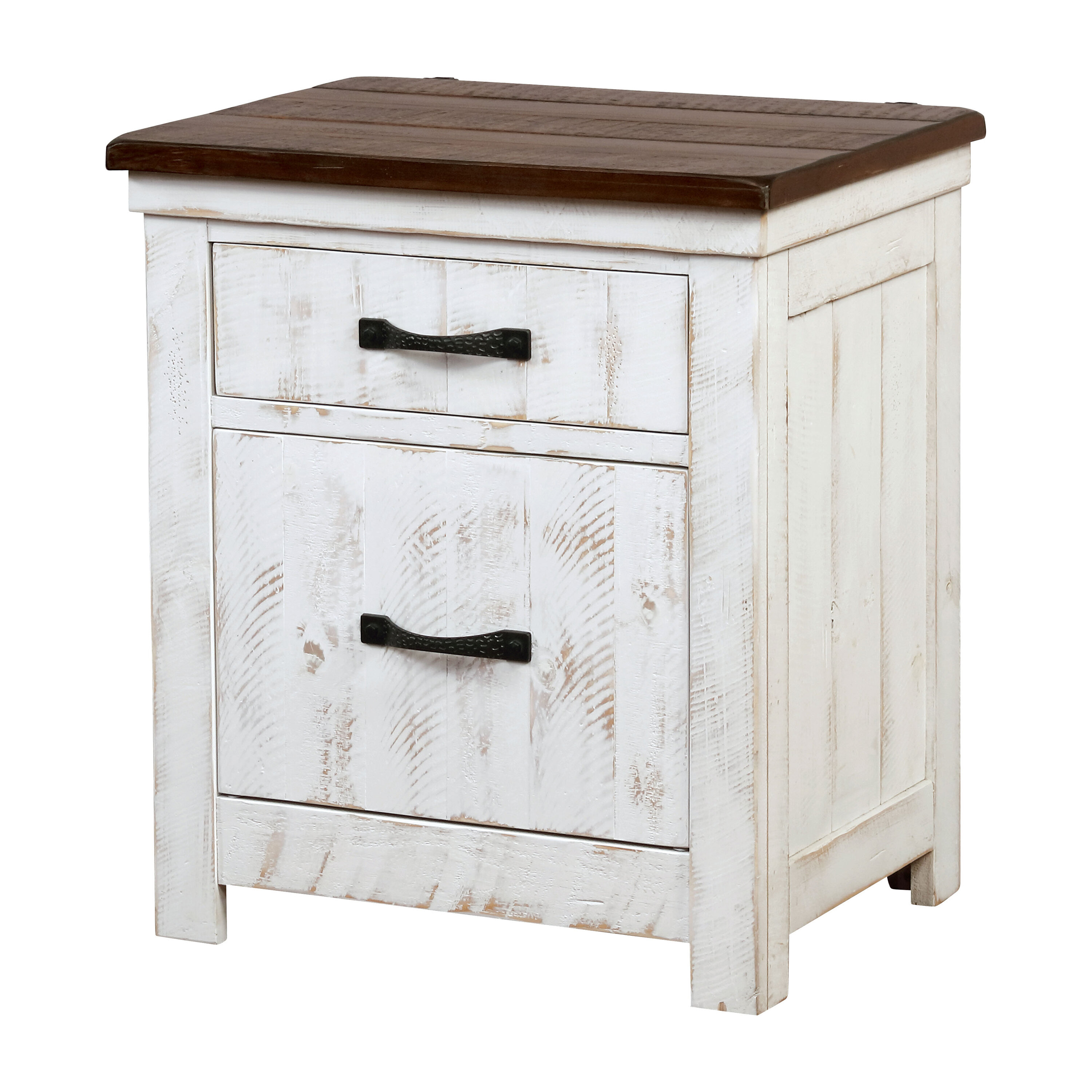 distressed white night stand