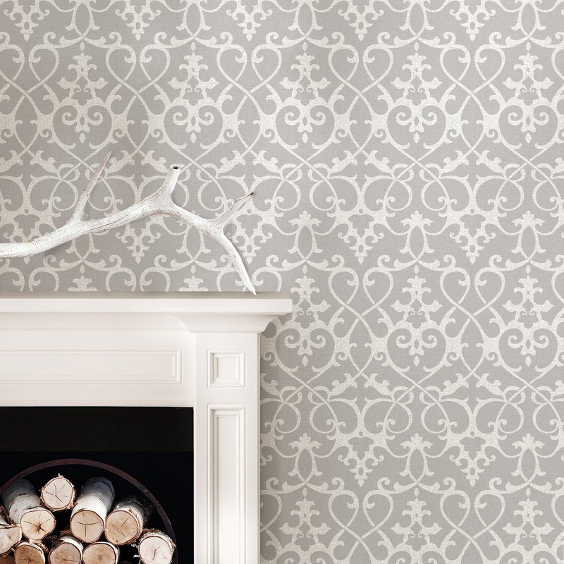 Winston Porter Seabeck Ironwork Gray Peel And Stick Wallpaper Roll