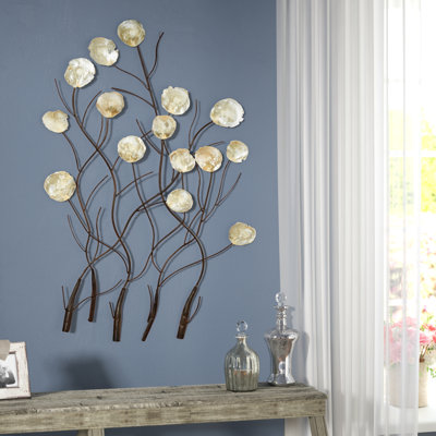 Aynsley Capiz Shell Floral White Wall Decor with Capiz Accents