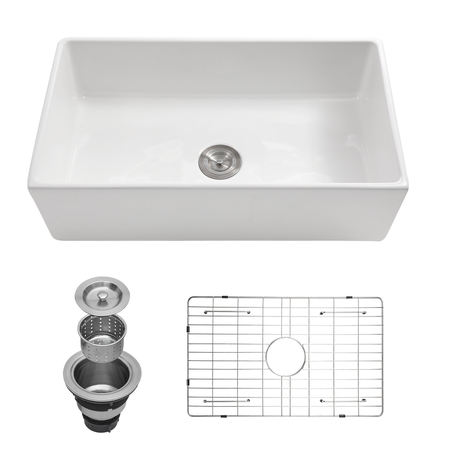 Beslend 30 L X 18 W Apron Front Farmhouse Ceramic Kitchen Sink 10 Inch