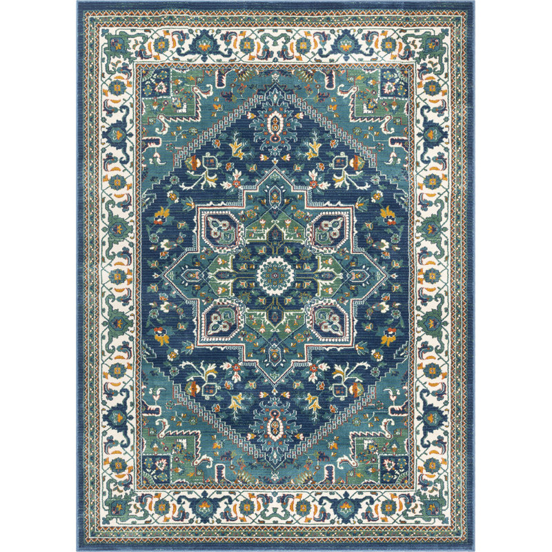Well Woven Tulsa Jackie Medallion Loom Polypropylene Blue Well Woven Tulsa Jackie Medallion