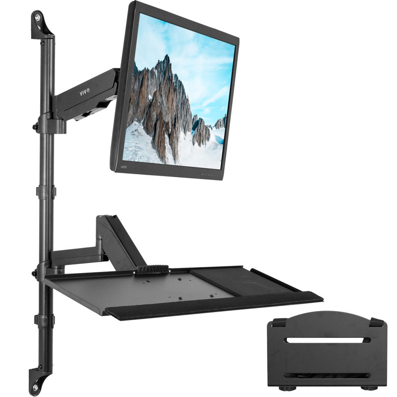 Vivo Sit Stand Pneumatic Arm Wall Height Adjustable Pole Mount Wayfair
