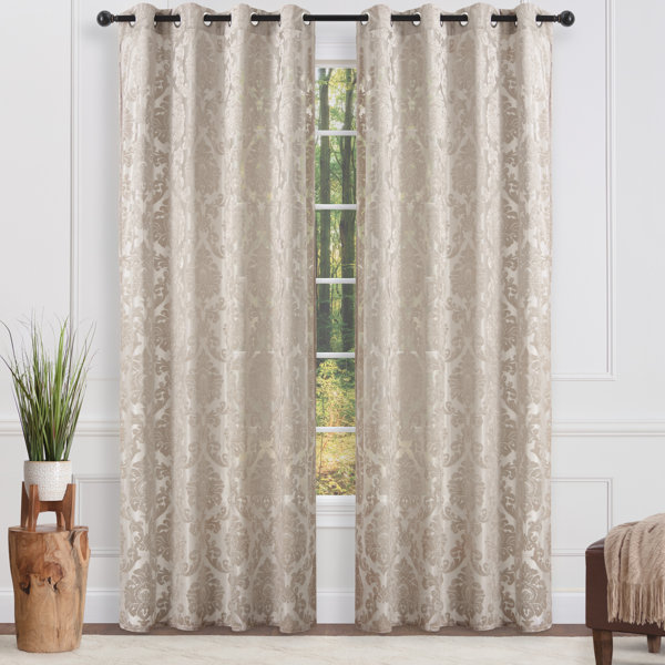 Attached Valance Alcove Curtain Panel Set Polyester 80X63 Washable Grey 