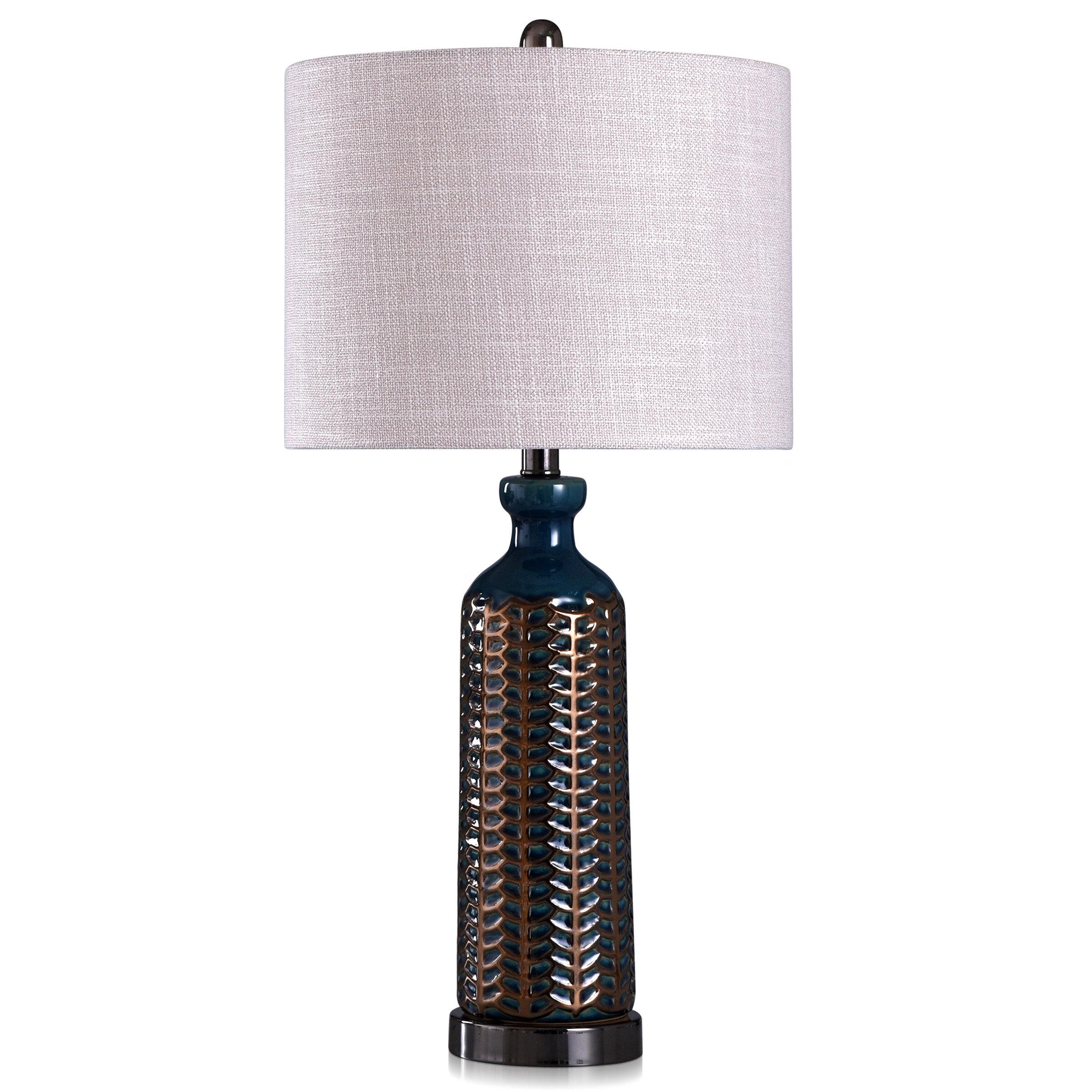 grey and copper table lamp